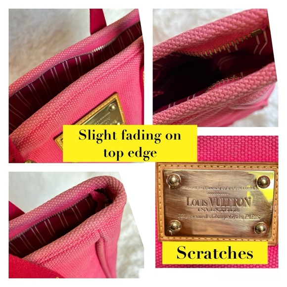 LOUIS VUITTON Antigua Cabas Hippo MM Women’s Shoulder Bag Tote Bag Pink Red - Picture 13 of 17